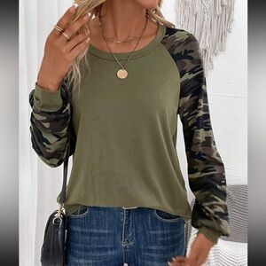 Camo print Raglan long sleeve tee XL